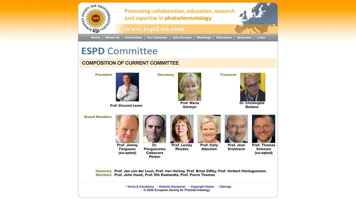 Board Società Europea di Fotodermatologia ESPD